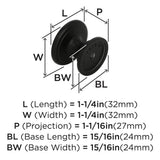 AMEROCK Ravino 1-1/4" Diameter Cabinet Knob in Flat Black
