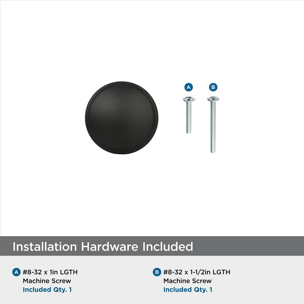 AMEROCK Ravino 1-1/4" Diameter Cabinet Knob in Flat Black