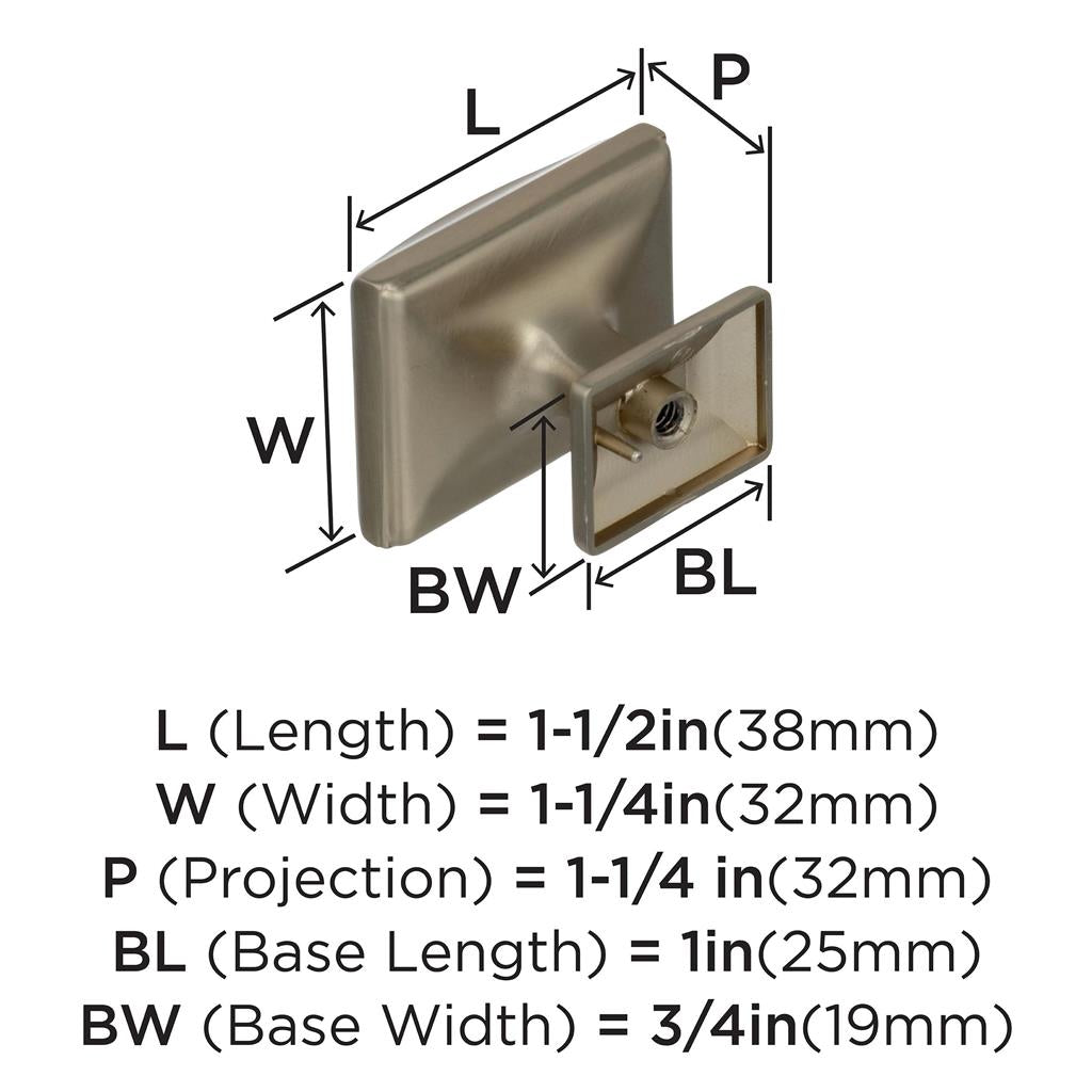 AMEROCK Candler Rectangle Cabinet Knob in Golden Champagne (+2 Sizes)