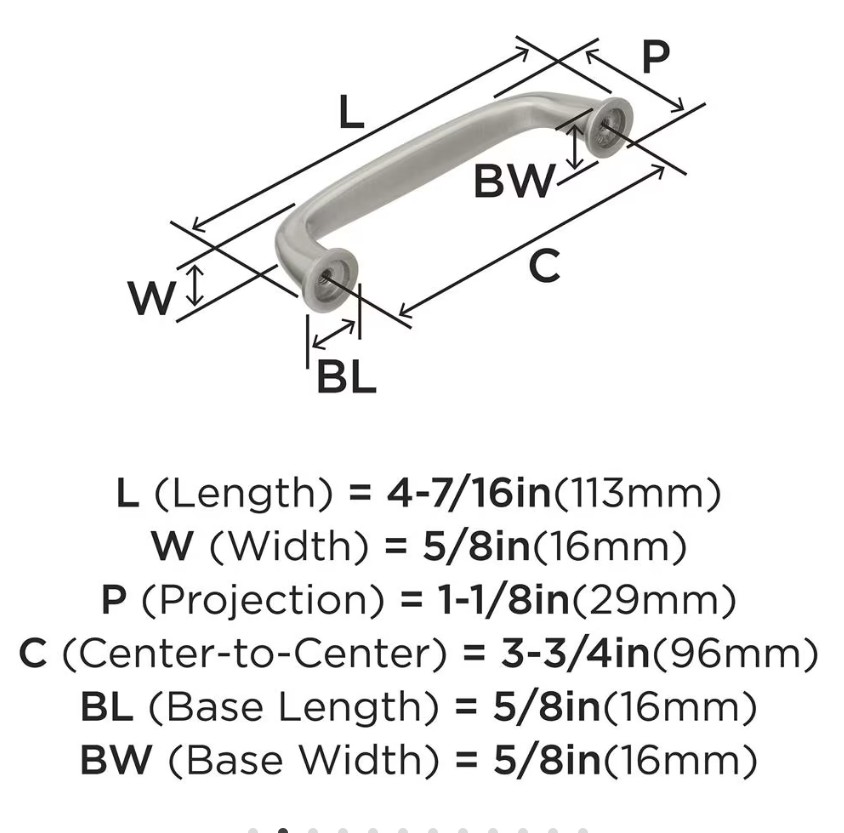 AMEROCK Kane Handle Pulls in Satin Nickel (+8 Sizes)