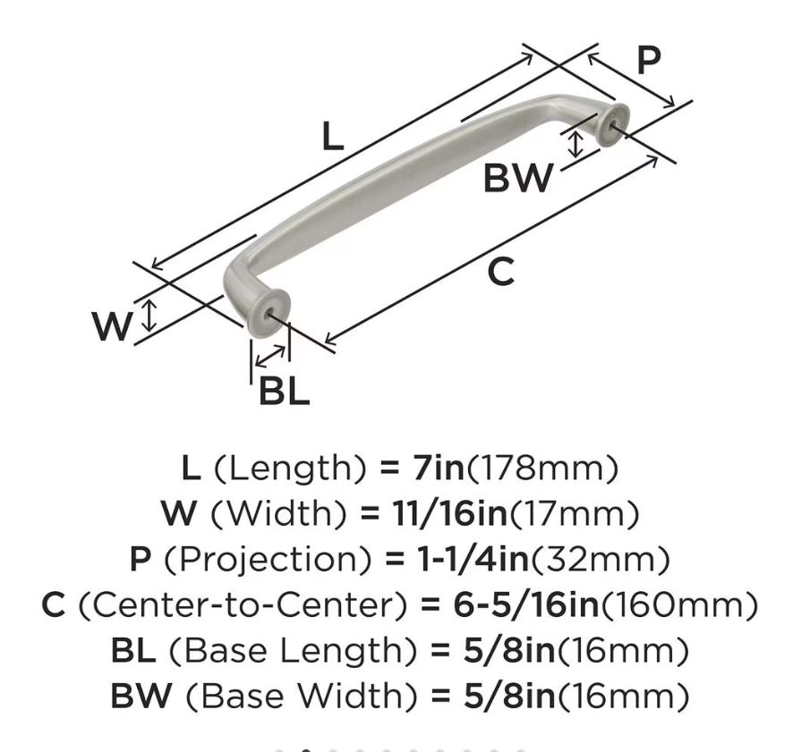 AMEROCK Kane Handle Pulls in Satin Nickel (+8 Sizes)