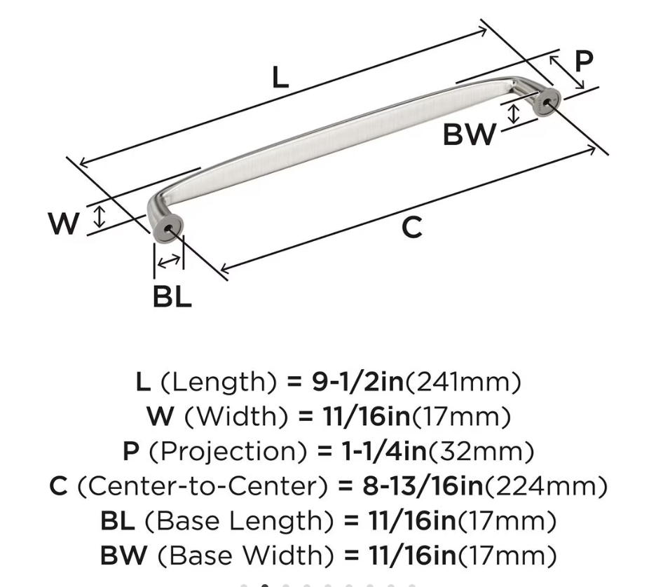AMEROCK Kane Handle Pulls in Satin Nickel (+8 Sizes)
