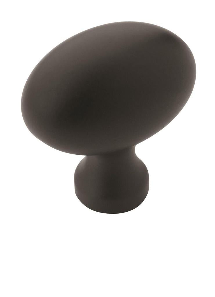 AMEROCK Vaile 1-3/8" Length Oval Cabinet Knob in Flat Black