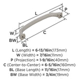 323-D AMEROCK Revitalize 6-5/16" Center to Center Handle Cabinet Pull - Satin Nickel  BP55347G10 Specs
