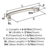 323-E AMEROCK Revitalize 8" Center to Center Handle Cabinet Pull - Satin Nickel  BP55351G10 Specs