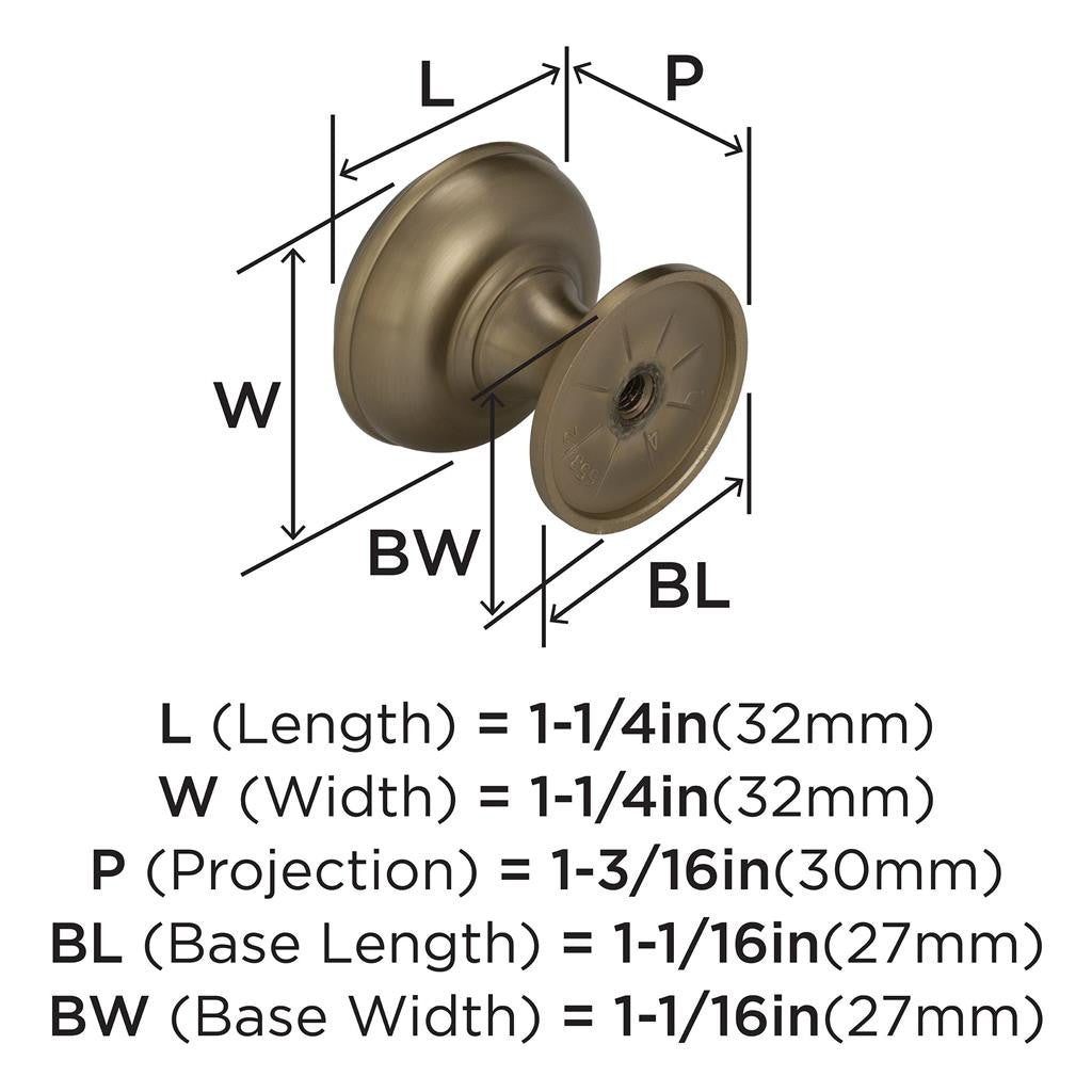 AMEROCK Revitalize 1-1/4" Diameter Cabinet Knob in Golden Champagne BP55342BBZ Specs
