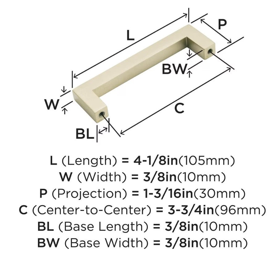 AMEROCK Monument Square Handle Pulls in Golden Champagne (+8 Sizes)