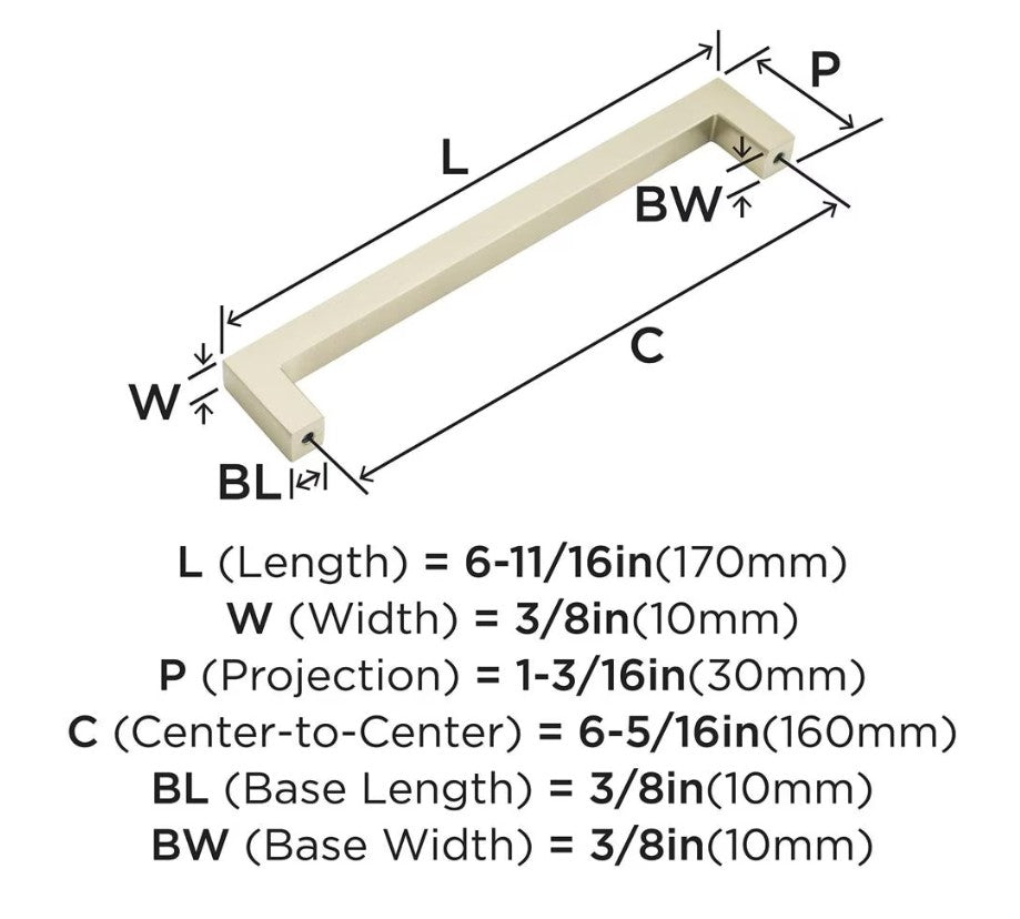 AMEROCK Monument Square Handle Pulls in Golden Champagne (+8 Sizes)