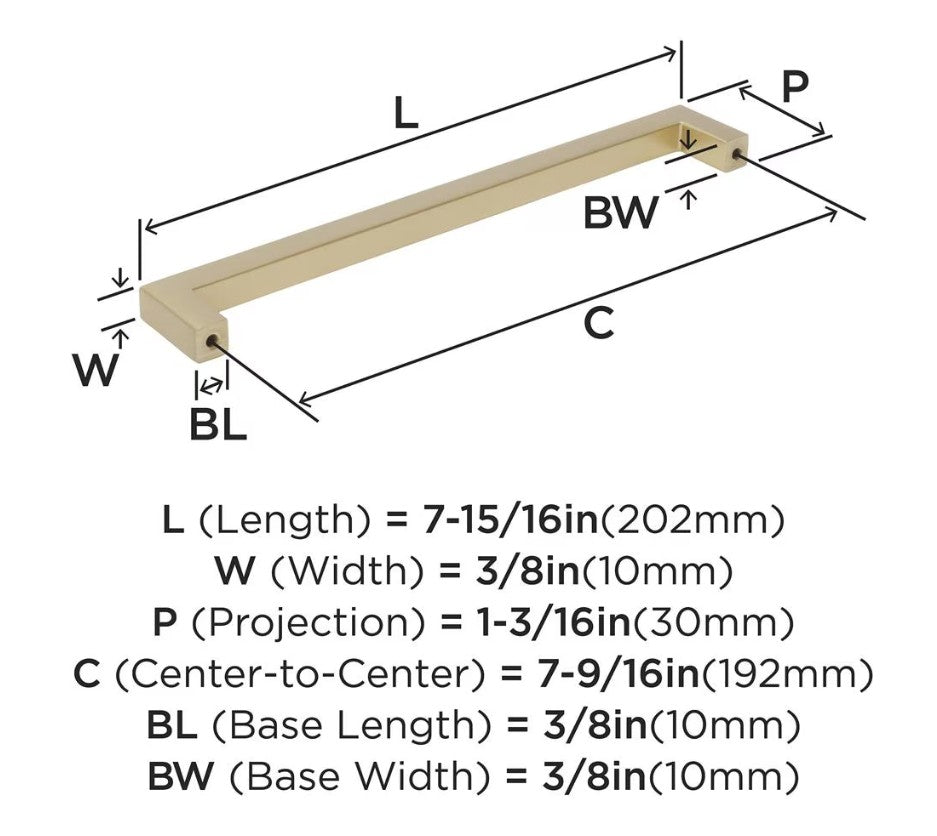 AMEROCK Monument Square Handle Pulls in Golden Champagne (+8 Sizes)