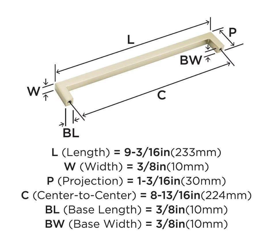AMEROCK Monument Square Handle Pulls in Golden Champagne (+8 Sizes)