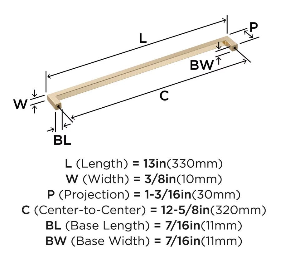 AMEROCK Monument Square Handle Pulls in Golden Champagne (+8 Sizes)