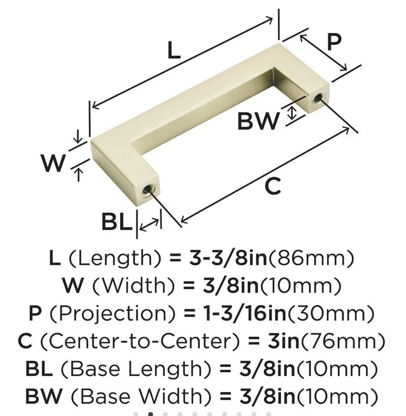 AMEROCK Monument Square Handle Pulls in Golden Champagne (+8 Sizes)