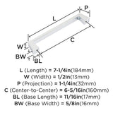 AMEROCK Blackrock Handle Cabinet Pull in Polished Chrome (+7 Sizes)