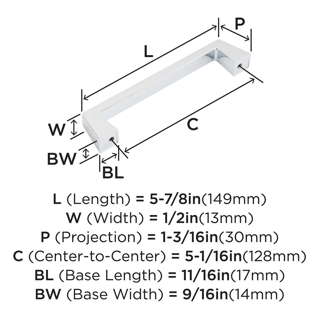 AMEROCK Blackrock Handle Cabinet Pull in Polished Chrome (+7 Sizes)