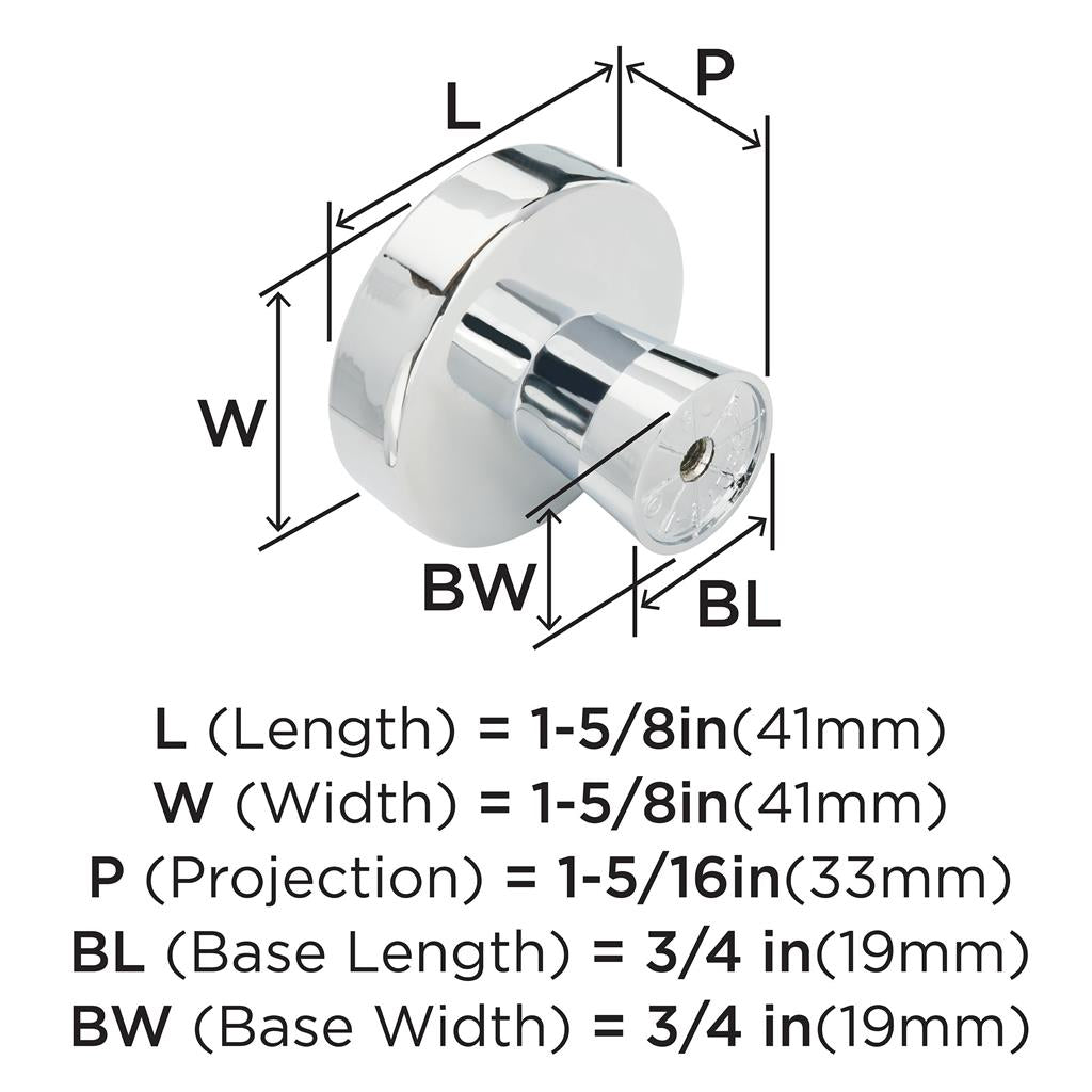 AMEROCK Blackrock Round Cabinet Knob in Polished Chrome (+2 Sizes)