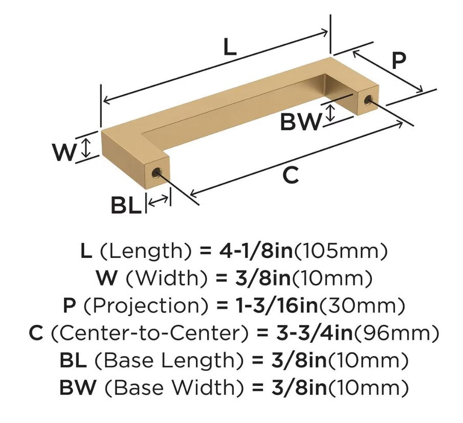 AMEROCK Monument Square Handle Pulls in Champagne Bronze (+8 Sizes)