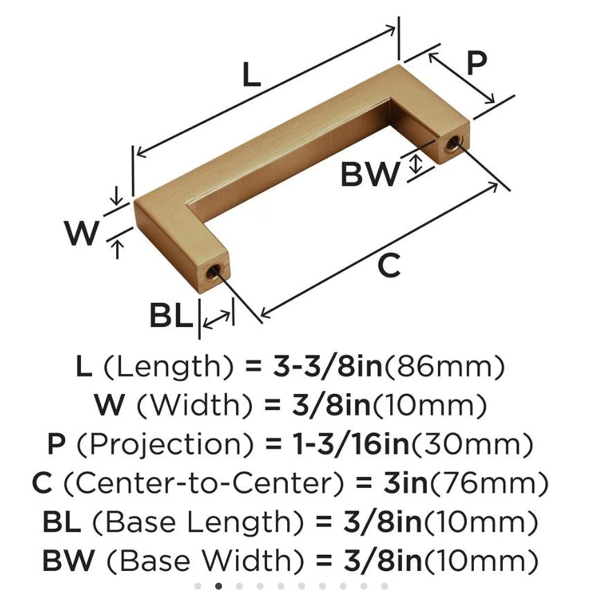 AMEROCK Monument Square Handle Pulls in Champagne Bronze (+8 Sizes)