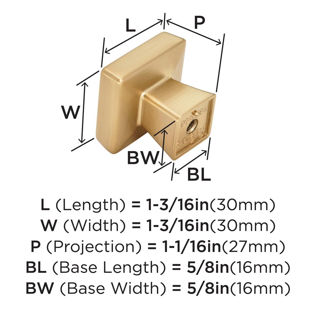 AMEROCK Blackrock Square Cabinet Knob in Champagne Bronze (+2 Sizes)