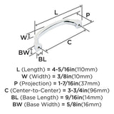 426-B AMEROCK Revitalize 3-3/4" Center to Center Handle Cabinet Pull - Polished Chrome BP5534426 Specs