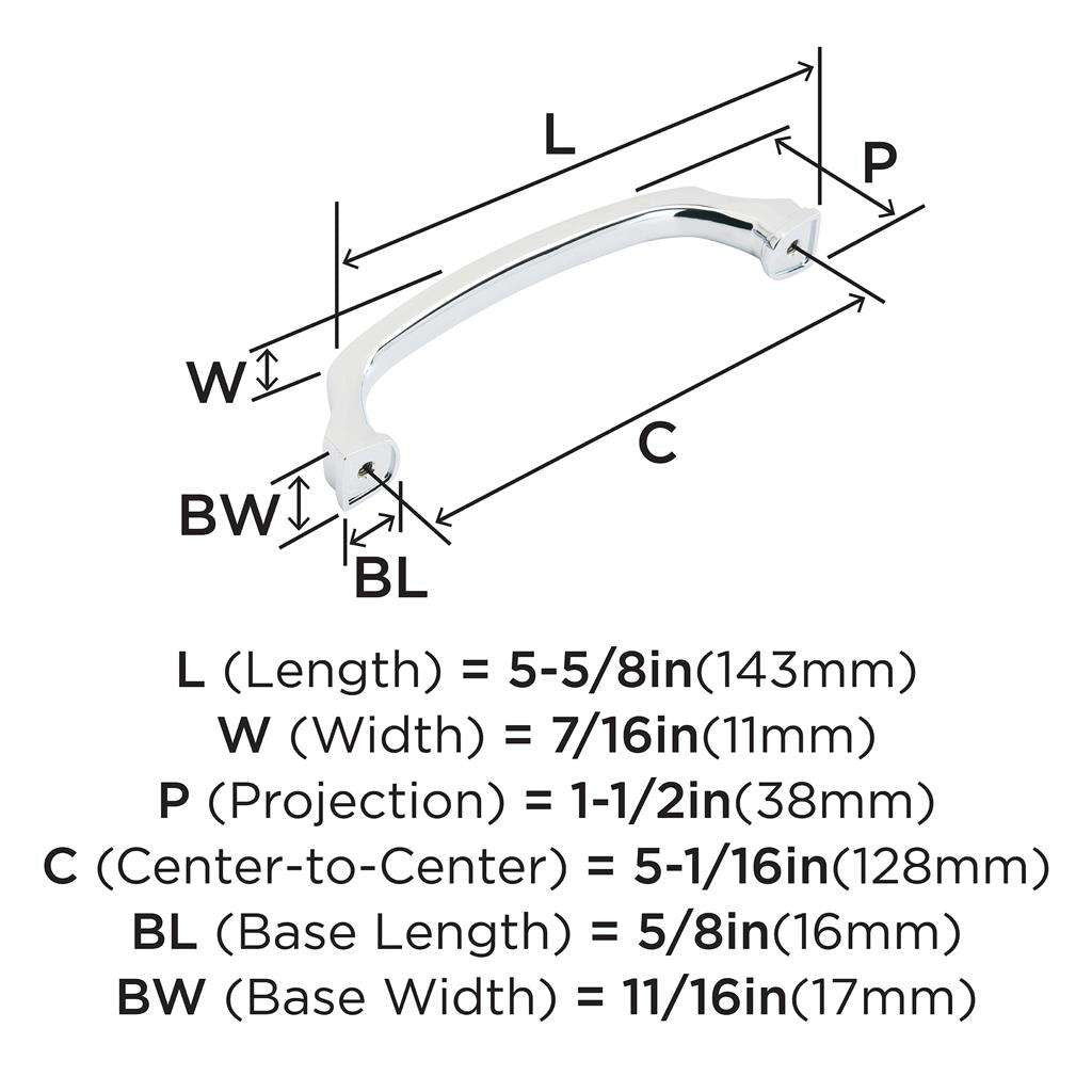 426-C AMEROCK Revitalize 5-1/16" Center to Center Handle Cabinet Pull - Polished Chrome BP5534626 Specs