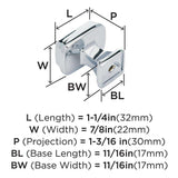 AMEROCK Revitalize 1-1/4" Length Rectangle Cabinet Knob in Polished Chrome BP5534026 Specs