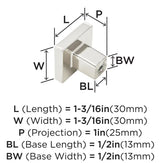 AMEROCK Monument 1-3/16" Length Square Cabinet Knob in Polished Nickel