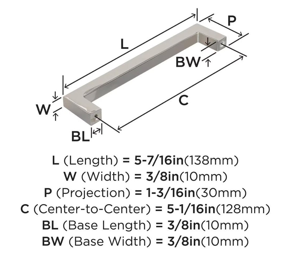 AMEROCK Monument Square Handle Pulls in Polished Nickel (+8 Sizes)