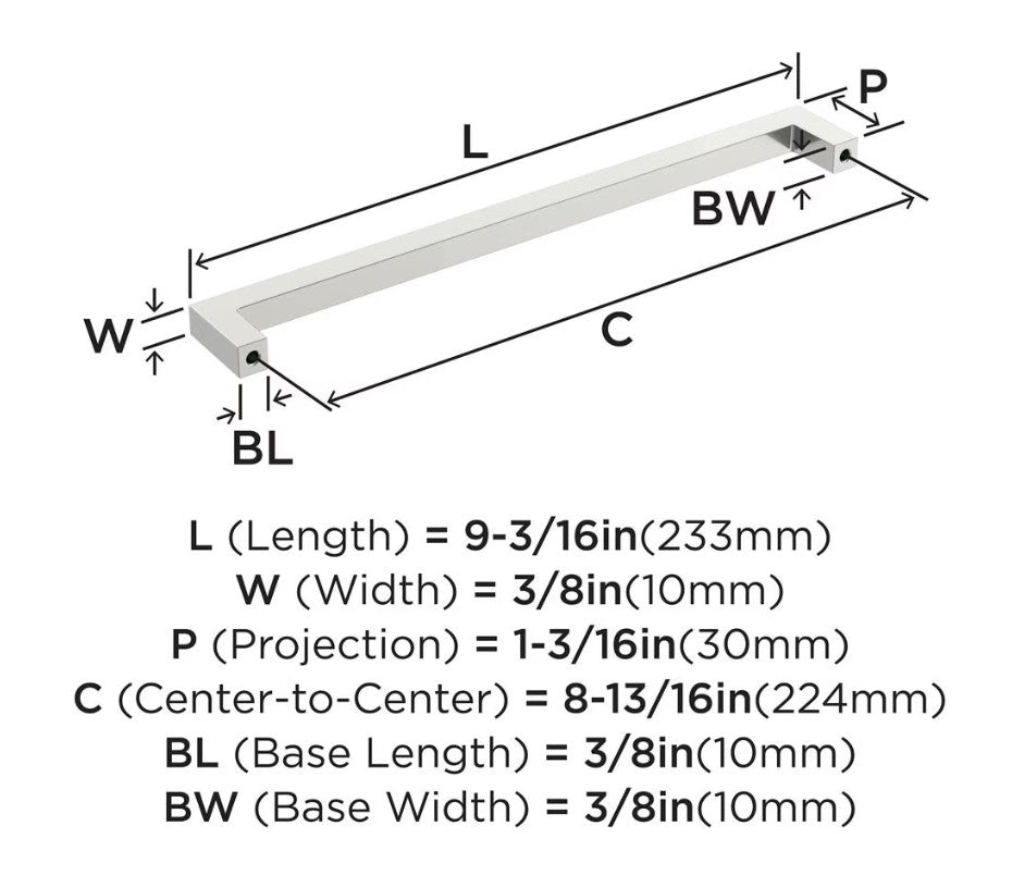 AMEROCK Monument Square Handle Pulls in Polished Nickel (+8 Sizes)