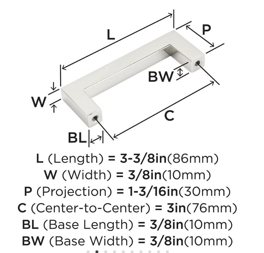 AMEROCK Monument Square Handle Pulls in Polished Nickel (+8 Sizes)