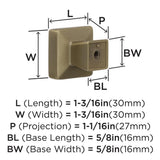 AMEROCK Blackrock Square Cabinet Knob in Golden Champagne (+2 Sizes)