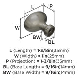 AMEROCK Vaile 1-3/8" Length Oval Cabinet Knob in Satin Nickel