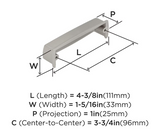 AMEROCK Kane 3-3/4" Centers Cup Pull in Satin Nickel