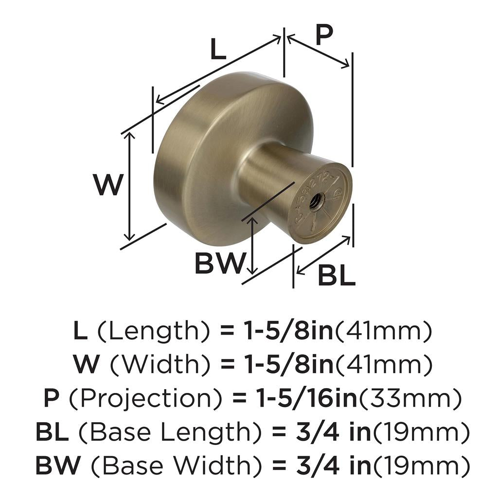 AMEROCK Blackrock Round Cabinet Knob in Golden Champagne (+2 Sizes)