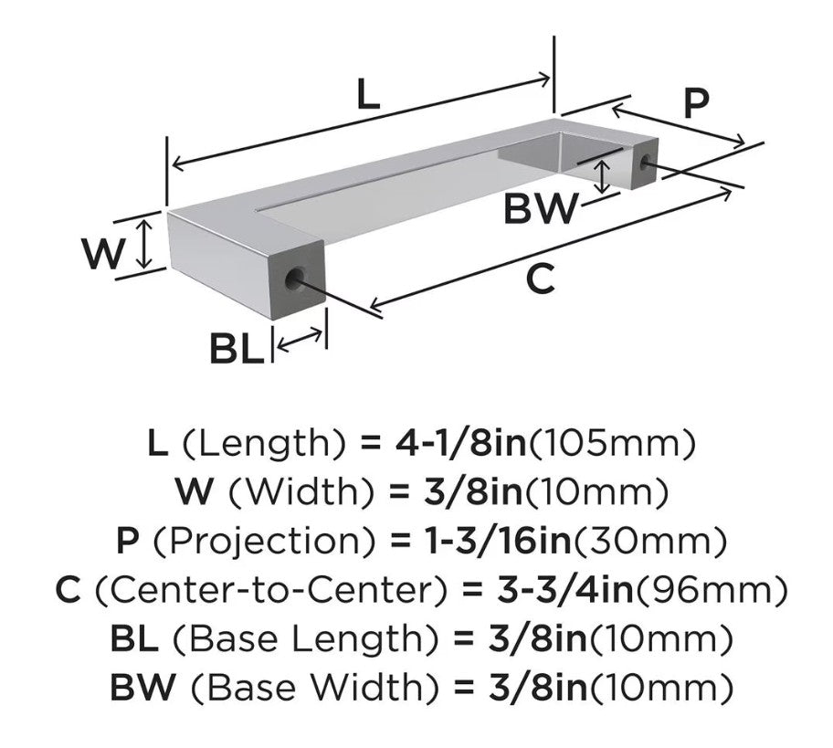 AMEROCK Monument Square Handle Pulls in Polished Chrome (+8 Sizes)