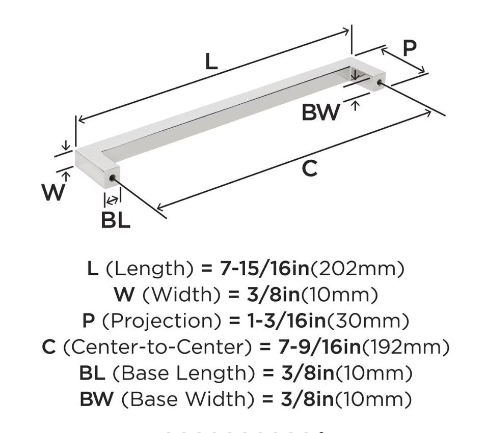 AMEROCK Monument Square Handle Pulls in Polished Chrome (+8 Sizes)