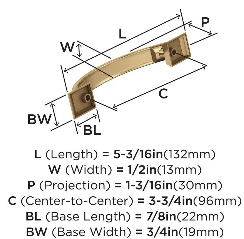 AMEROCK Candler Handle Cabinet Pull in Champagne Bronze (+8 Sizes)