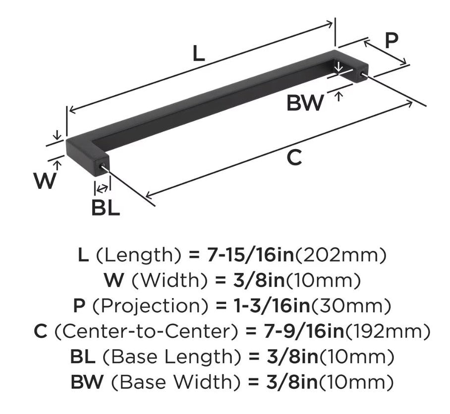 AMEROCK Monument Square Handle Pulls in Flat Black (+8 Sizes)