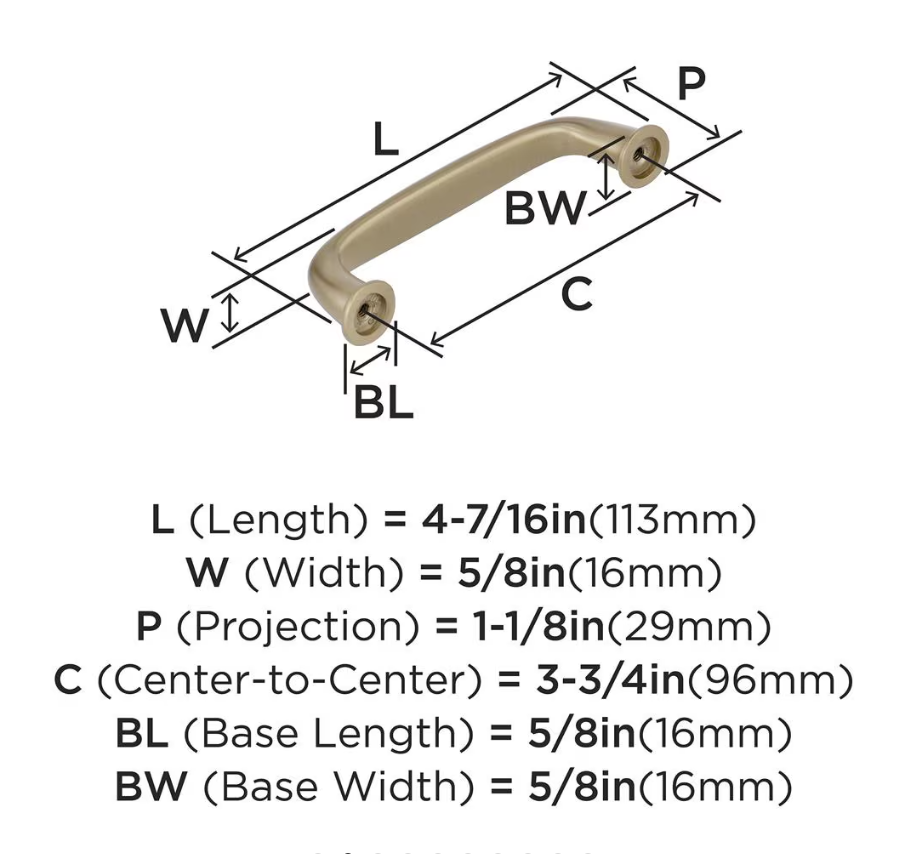 AMEROCK Kane Handle Pulls in Golden Champagne (+8 Sizes)