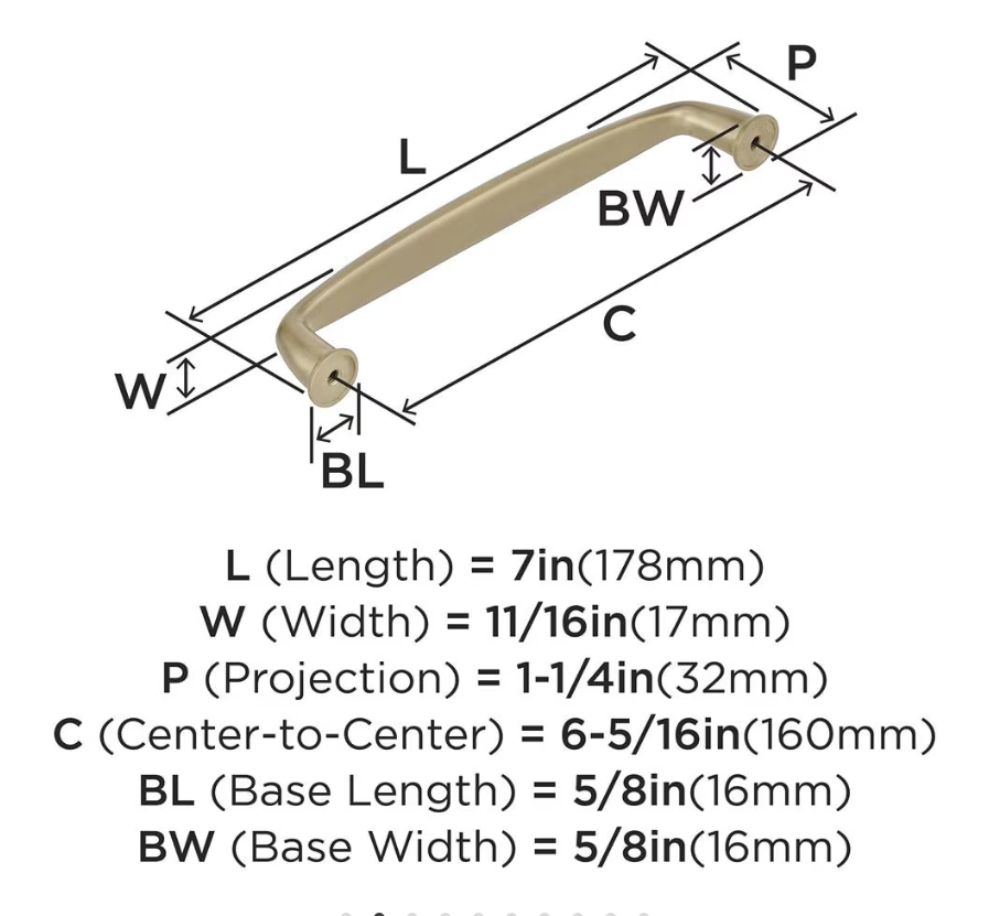 AMEROCK Kane Handle Pulls in Golden Champagne (+8 Sizes)