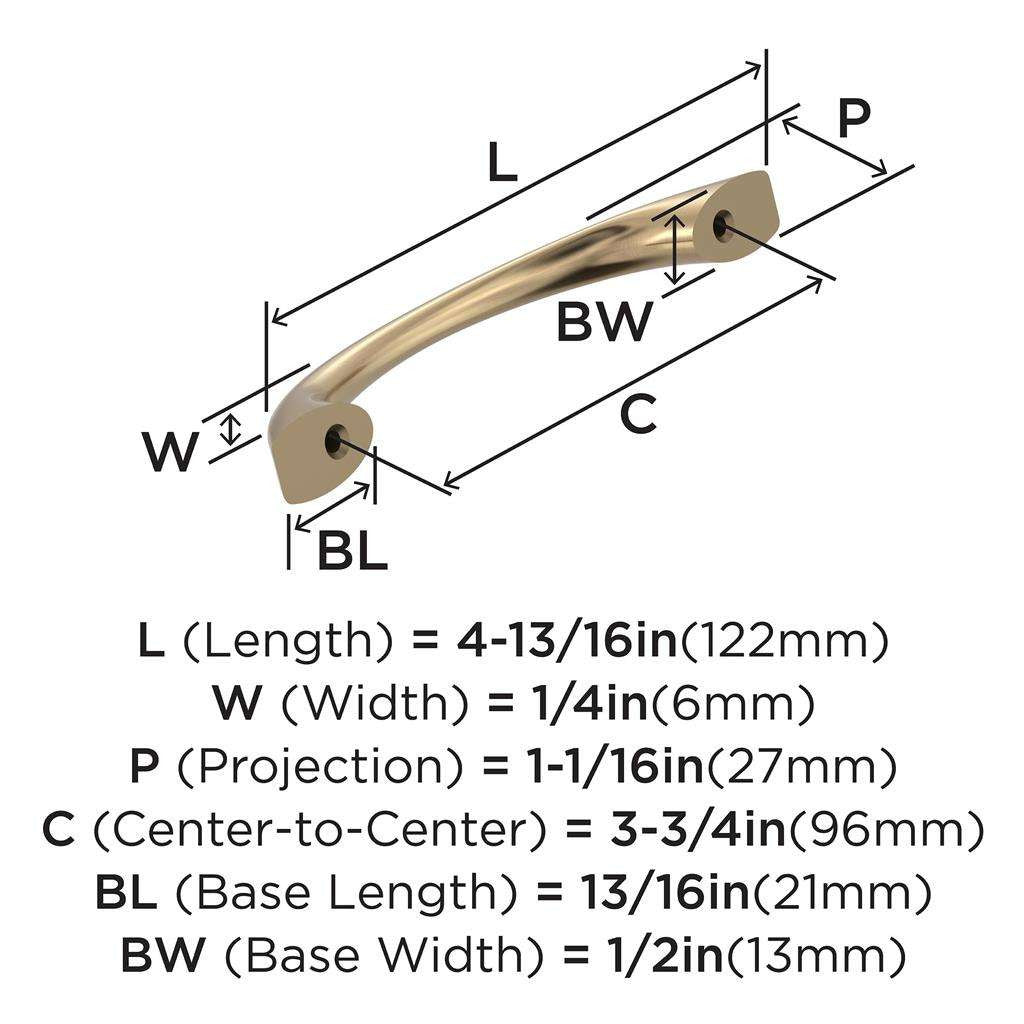 653-B AMEROCK Vaile 3-3/4" Center to Center Handle Cabinet Pull - Champagne Bronze BP53003CZ Specs