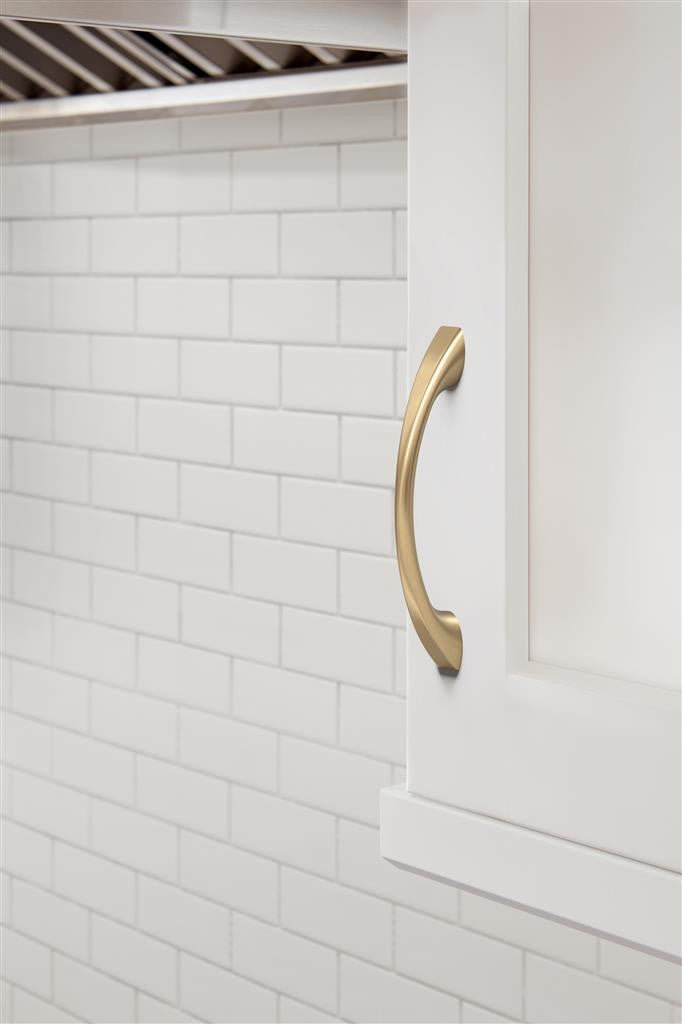 653-B AMEROCK Vaile 3-3/4" Center to Center Handle Cabinet Pull - Champagne Bronze BP53003CZ on White Cabinet