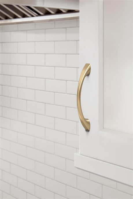 653-B AMEROCK Vaile 3-3/4" Center to Center Handle Cabinet Pull - Champagne Bronze BP53003CZ on White Cabinet