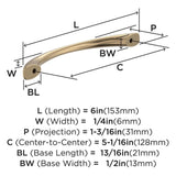 653-C AMEROCK Vaile 5-1/16" Center to Center Handle Cabinet Pull - Champagne Bronze BP37231CZ Specs