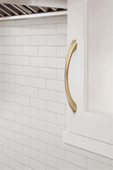 653-C AMEROCK Vaile 5-1/16" Center to Center Handle Cabinet Pull - Champagne Bronze BP37231CZ on White Cabinet
