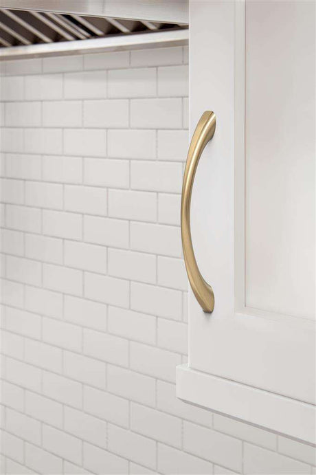 653-C AMEROCK Vaile 5-1/16" Center to Center Handle Cabinet Pull - Champagne Bronze BP37231CZ on White Cabinet