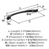 653-D AMEROCK Vaile 6-5/16" Center to Center Handle Cabinet Pull - Matte Black BP37232FB Specs
