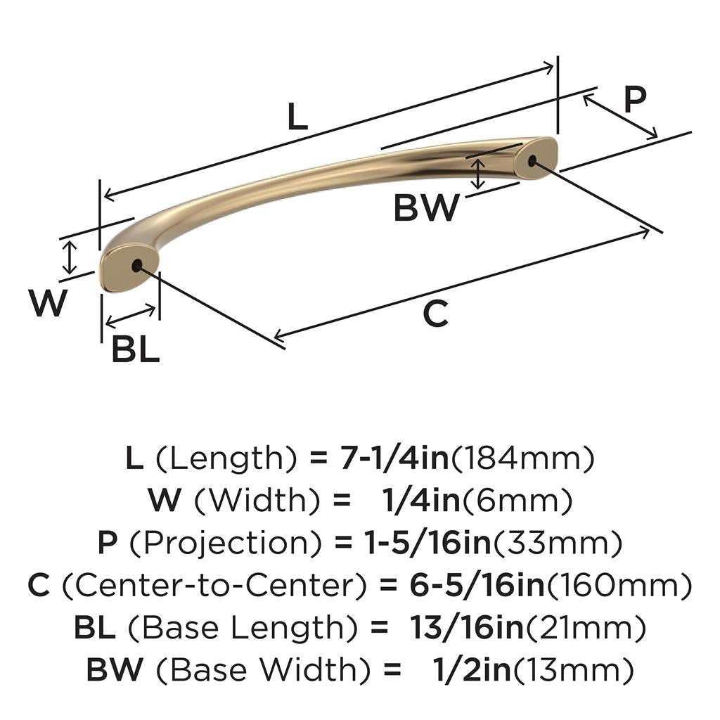 653-D AMEROCK Vaile 6-5/16" Center to Center Handle Cabinet Pull - Champagne Bronze BP37232CZ Specs