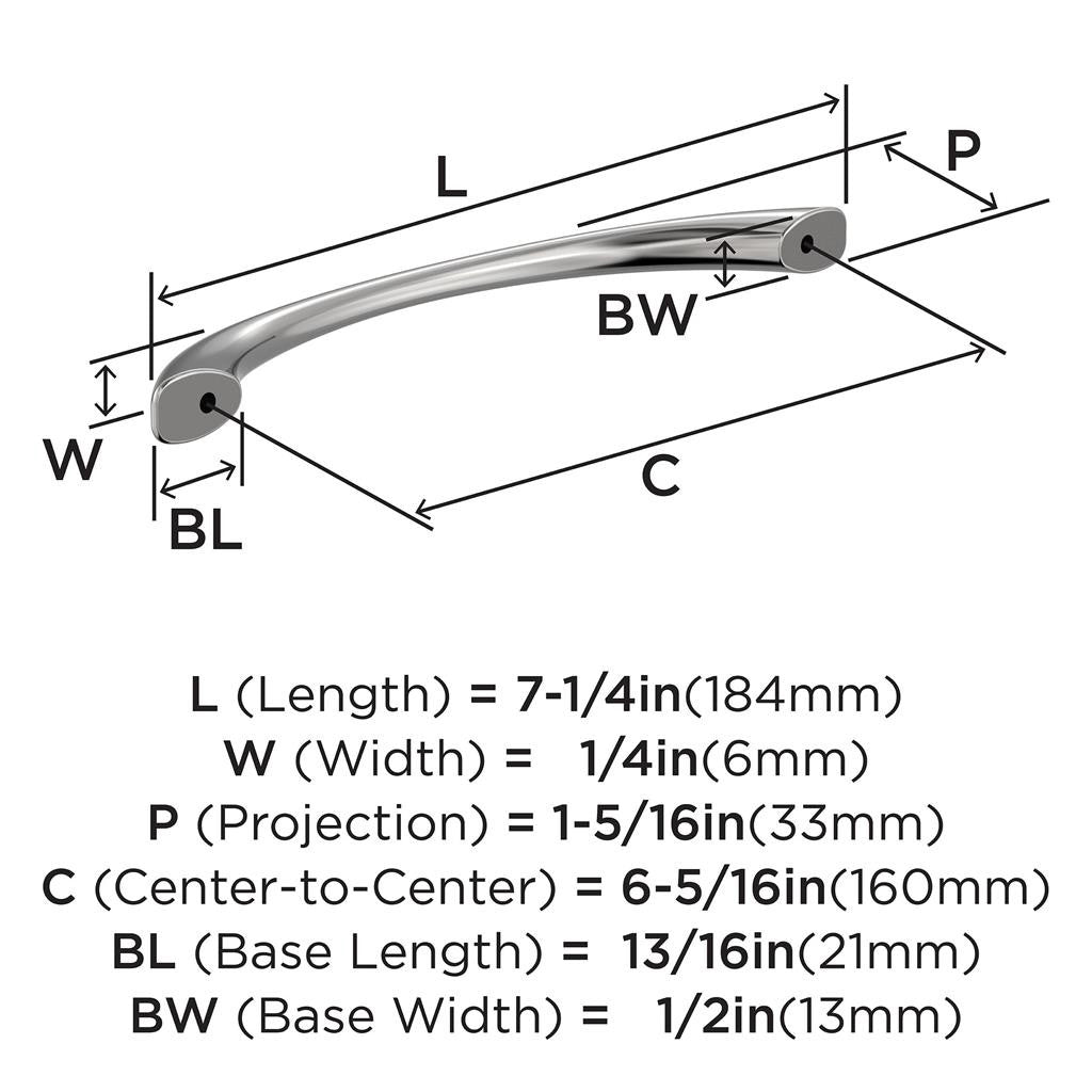 653-D AMEROCK Vaile 6-5/16" Center to Center Handle Cabinet Pull -Polished Chrome BP3723226 Specs