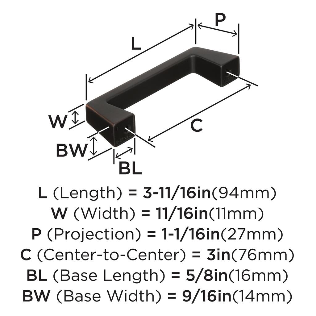 AMEROCK Blackrock Handle Cabinet Pull in Oil Rubbed Bronze (+7 Sizes)