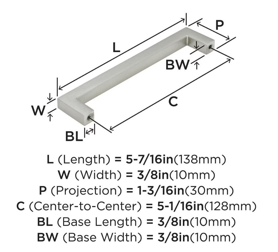 AMEROCK Monument Square Handle Pulls in Satin Nickel (+8 Sizes)